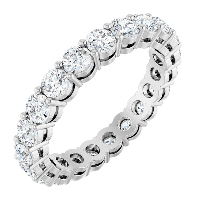 14K White Gold Round 3 Mm Vs, F+  Polished 2 Ctw Lab-Grown Diamond Eternity Band, Size 7.5