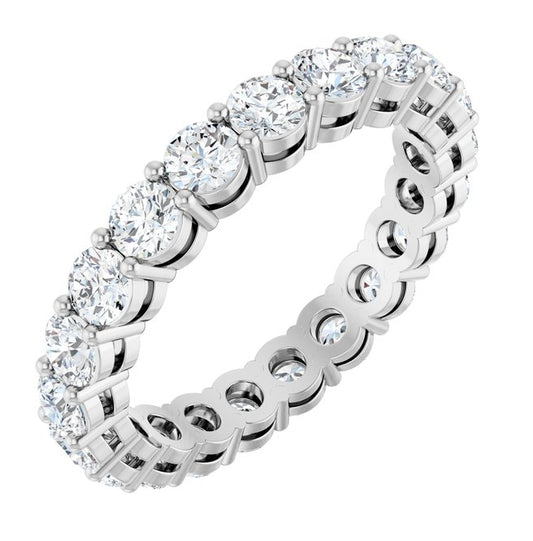 14K White Gold Round 3 Mm Vs, F+  Polished 2 Ctw Lab-Grown Diamond Eternity Band, Size 7.5