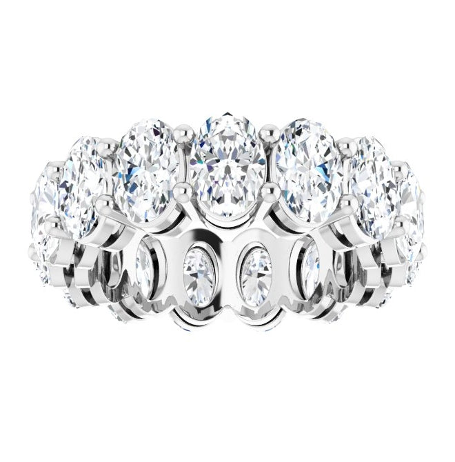 14K White Gold Oval 6 X 4 Mm Vs, F-G  Polished 5 1/2 Ctw Lab-Grown Diamond Eternity Band, Size 5.5