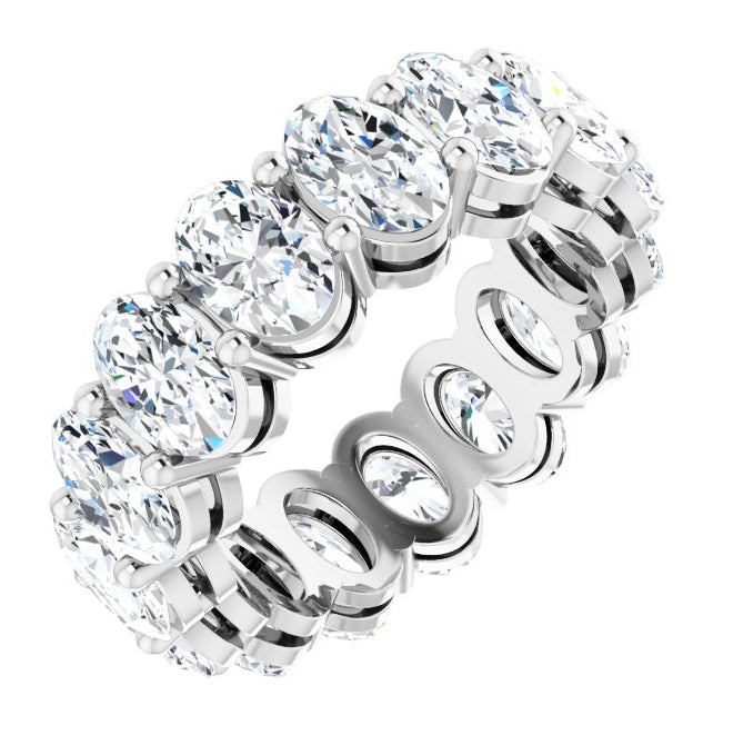 14K White Gold Oval 6 X 4 Mm Vs, F-G  Polished 5 1/2 Ctw Lab-Grown Diamond Eternity Band, Size 5.5