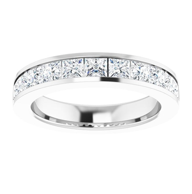 14K White Gold Square 2 X 2 Mm Si2-Si3, G-H  Polished 3/8 Ctw Natural Diamond Anniversary Band Size 7