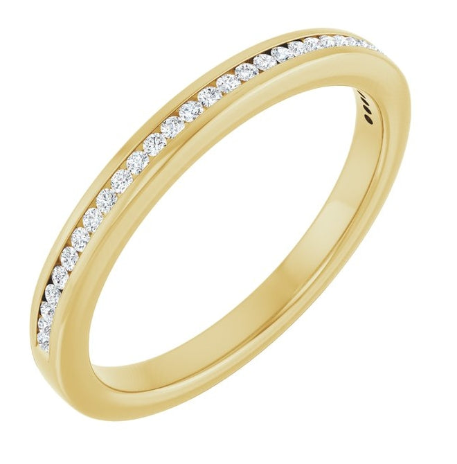 14K Yellow Or White Gold Round 1 Mm Vs, F+  Polished 1/8 Ctw Lab-Grown Diamond Anniversary Band