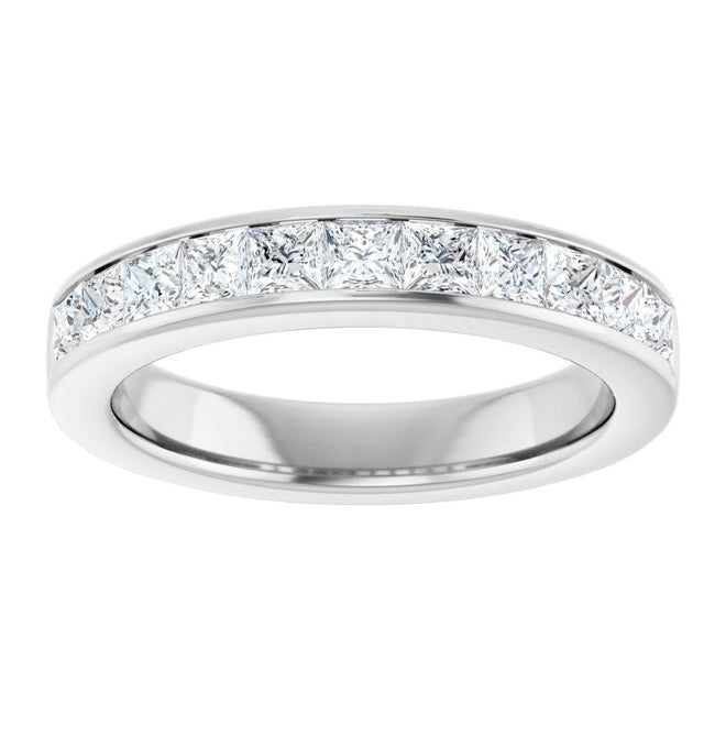 14K Yellow Or White Gold Square 2.5 X 2.5 Mm Vs, F+  Polished 1 Ctw Lab-Grown Diamond Anniversary Band
