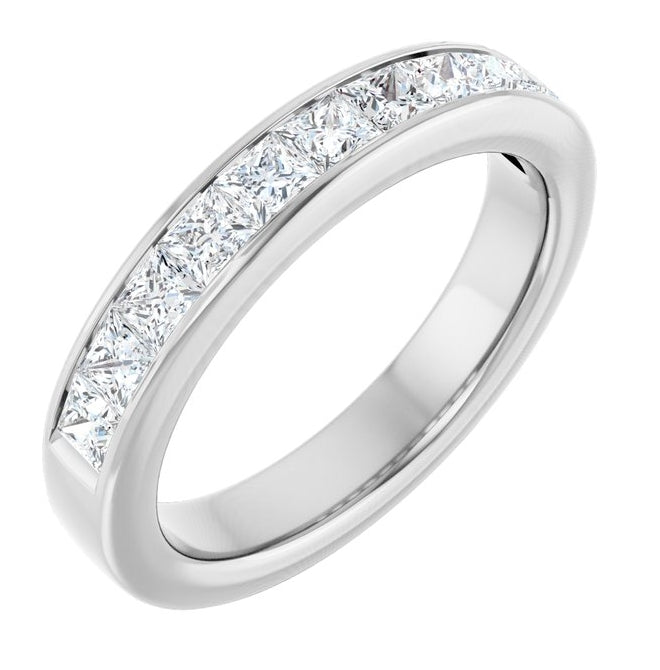14K Yellow Or White Gold Square 2.5 X 2.5 Mm Vs, F+  Polished 1 Ctw Lab-Grown Diamond Anniversary Band