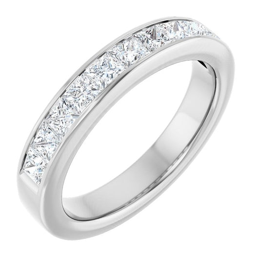 14K Yellow Or White Gold Square 2.5 X 2.5 Mm Vs, F+  Polished 1 Ctw Lab-Grown Diamond Anniversary Band