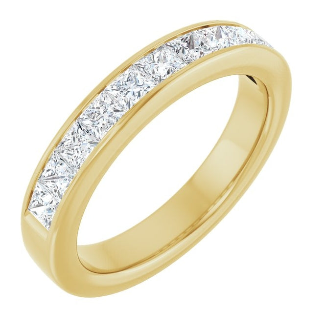 14K Yellow Or White Gold Square 2.5 X 2.5 Mm Vs, F+  Polished 1 Ctw Lab-Grown Diamond Anniversary Band