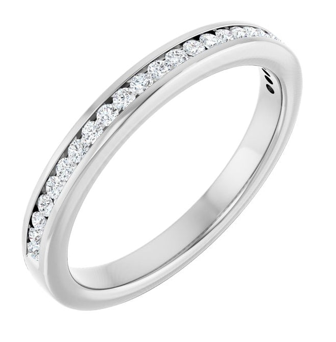Platinum Round 1.3 Mm Si2-Si3, Ghi  Polished 1/5 Ctw Lab-Grown Diamond Anniversary Band Size 7