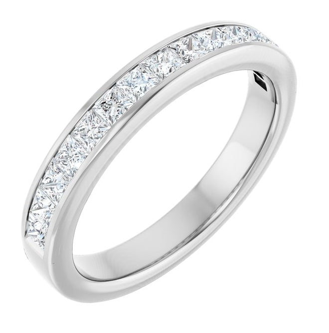 Platinum Square 2 X 2 Mm Vs, F+  Polished 3/4 Ctw Lab-Grown Diamond Anniversary Band Size 7