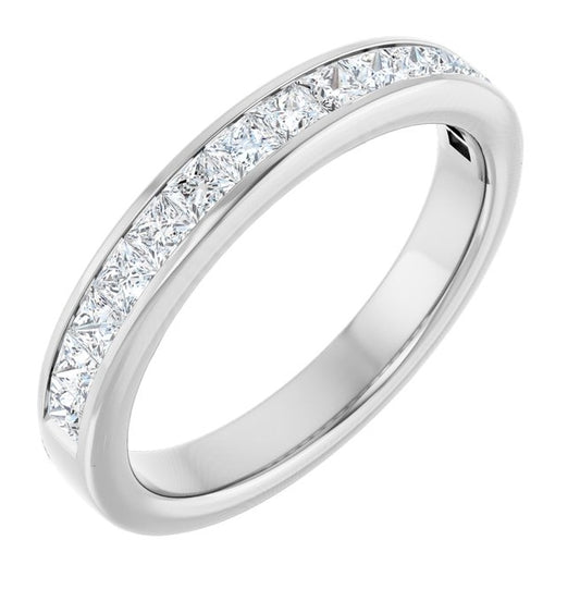 Platinum Square 2 X 2 Mm Vs, F+  Polished 3/4 Ctw Lab-Grown Diamond Anniversary Band Size 7