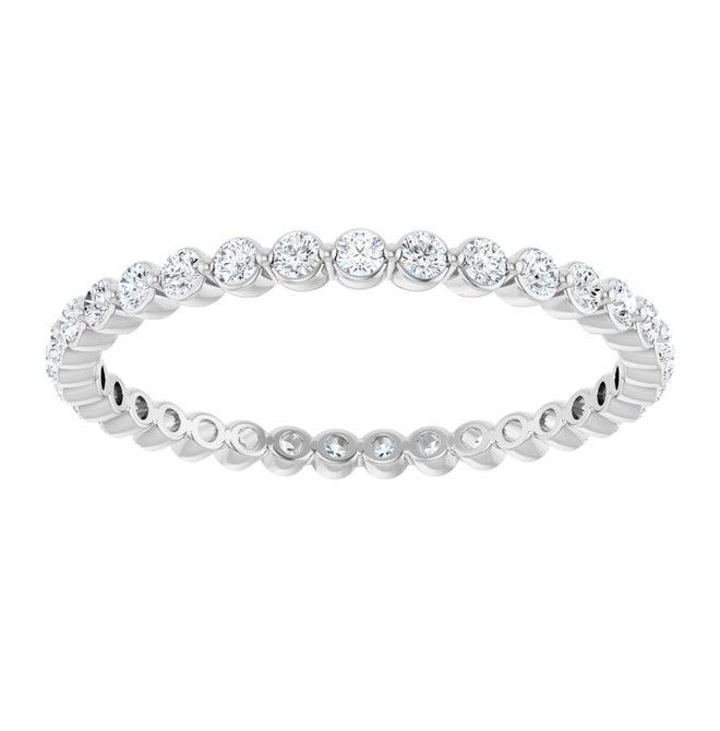 14K White Gold  Round  1.5 Mm Vs, F+  Polished 1/2 Ctw Lab-Grown Diamond  Eternity Band Size 7