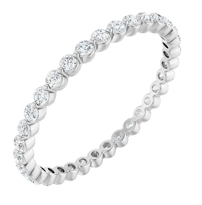 14K White Gold  Round  1.5 Mm Vs, F+  Polished 1/2 Ctw Lab-Grown Diamond  Eternity Band Size 7