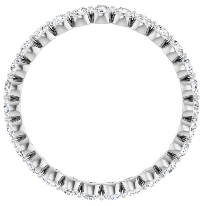 14K White Gold  Round  2 Mm Vs, F+  Polished 3/4 Ctw Lab-Grown Diamond  Eternity Band Size 6