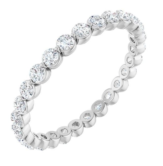 14K White Gold  Round  2 Mm Vs, F+  Polished 3/4 Ctw Lab-Grown Diamond  Eternity Band Size 6