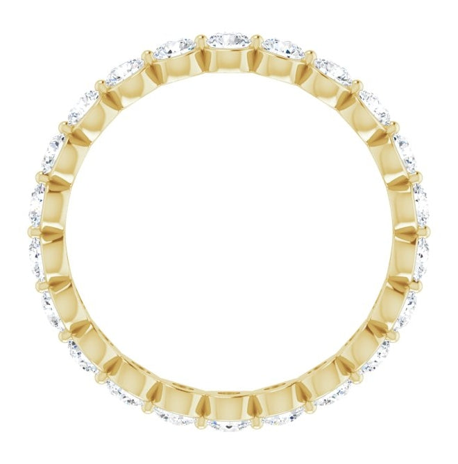 14K Yellow Gold  Round  2.5 Mm Vs, F+  Polished 1 1/3 Ctw Lab-Grown Diamond  Eternity Band Size 6.5
