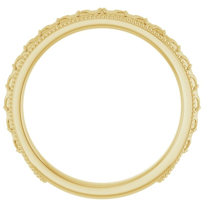 10K Yellow Gold Polished Milgrain Sculptural Comfort-Fit Band Size 7