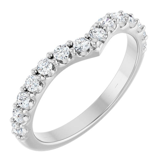 14K Yellow Or White Gold Round 2 Mm Polished 3/8 Ctw Lab-Grown Diamond Contour Band Size 7