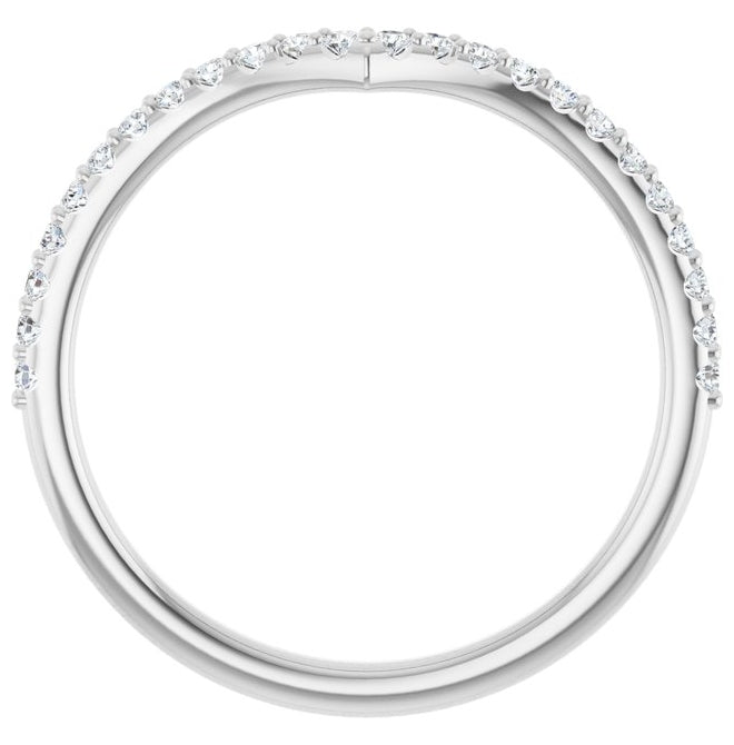 Platinum Round 1.3 Mm Polished 1/5 Ctw Lab Grown Diamond Contour Band Size 7