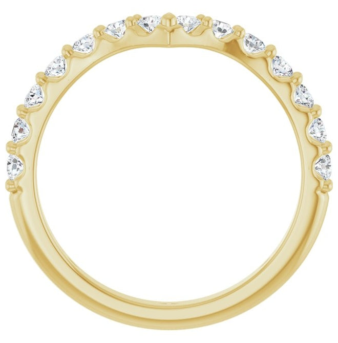 14K Yellow Or White Gold Round 2 Mm Polished 3/8 Ctw Lab-Grown Diamond Contour Band Size 7