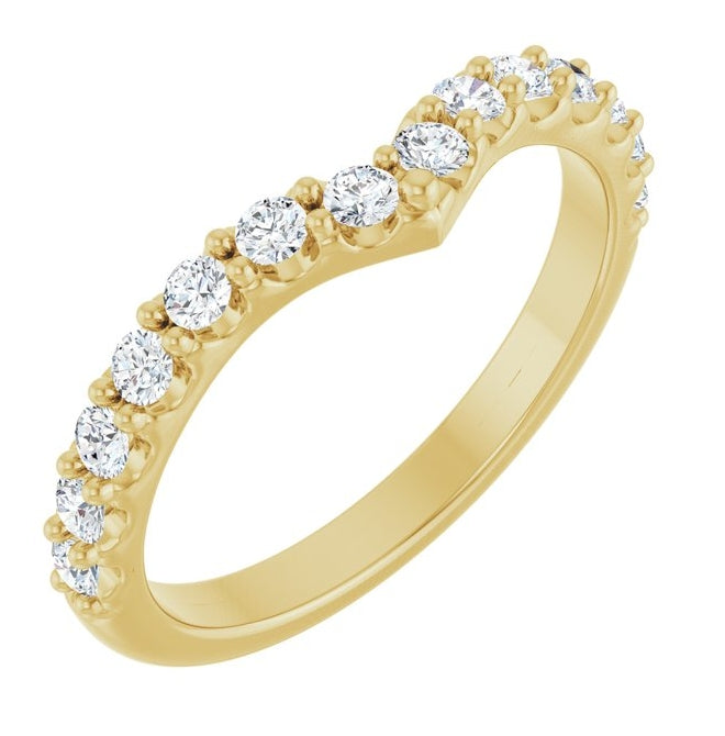 14K Yellow Or White Gold Round 2 Mm Polished 3/8 Ctw Lab-Grown Diamond Contour Band Size 7