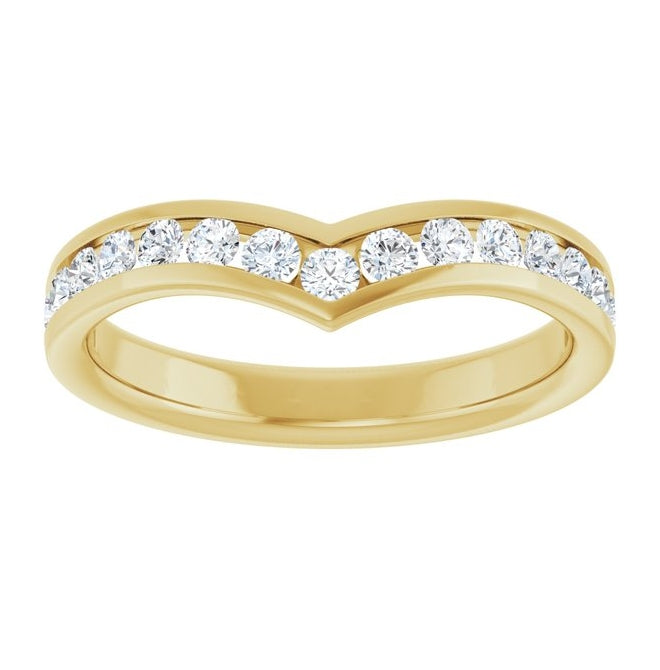 14K Yellow Or White Gold Round 2 Mm Polished 1/2 Ctw Lab-Grown Diamond Contour Band