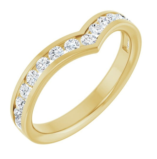 14K Yellow Or White Gold Round 2 Mm Polished 1/2 Ctw Lab-Grown Diamond Contour Band