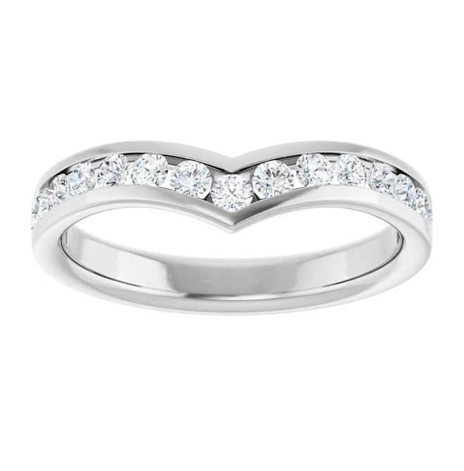 14K Yellow Or White Gold Round 2 Mm Polished 1/2 Ctw Lab-Grown Diamond Contour Band