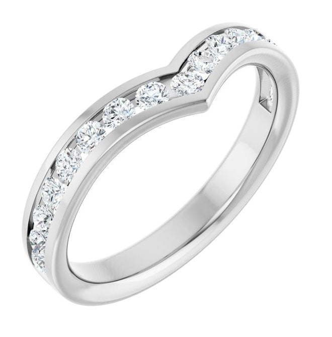 14K Yellow Or White Gold Round 2 Mm Polished 1/2 Ctw Lab-Grown Diamond Contour Band