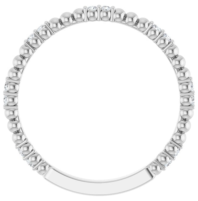 14K White Gold Round 1.3 Mm Polished 1/8 Ctw Lab-Grown Diamond Anniversary Band Size 7