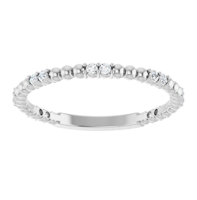 14K White Gold Round 1.3 Mm Polished 1/8 Ctw Lab-Grown Diamond Anniversary Band Size 7