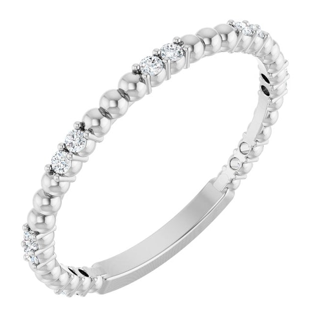 14K White Gold Round 1.3 Mm Polished 1/8 Ctw Lab-Grown Diamond Anniversary Band Size 7