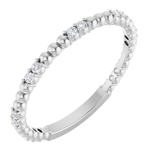 14K White Gold Round 1.3 Mm Polished 1/8 Ctw Lab-Grown Diamond Anniversary Band Size 7