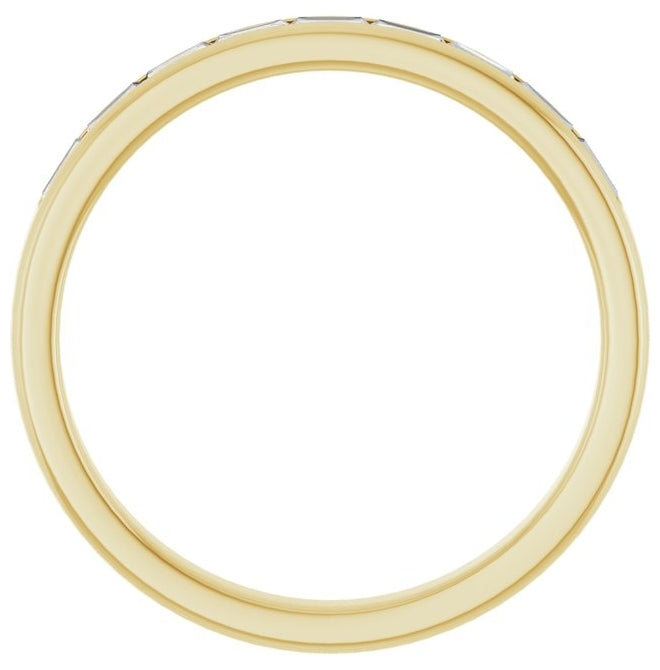 14K Yellow Gold Straight Baguette 3 X 1.5 Mm Polished 3/8 Ctw Lab-Grown Diamond Band Size 11