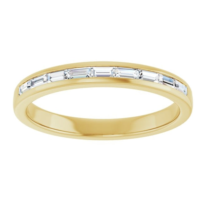14K Yellow Gold Straight Baguette 3 X 1.5 Mm Polished 3/8 Ctw Lab-Grown Diamond Band Size 11