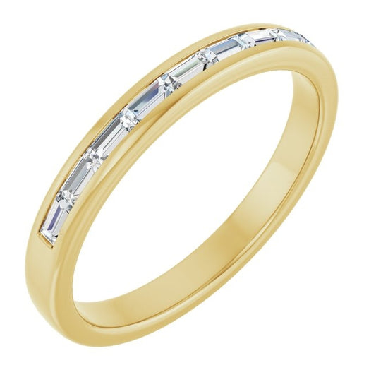 14K Yellow Gold Straight Baguette 3 X 1.5 Mm Polished 3/8 Ctw Lab-Grown Diamond Band Size 11