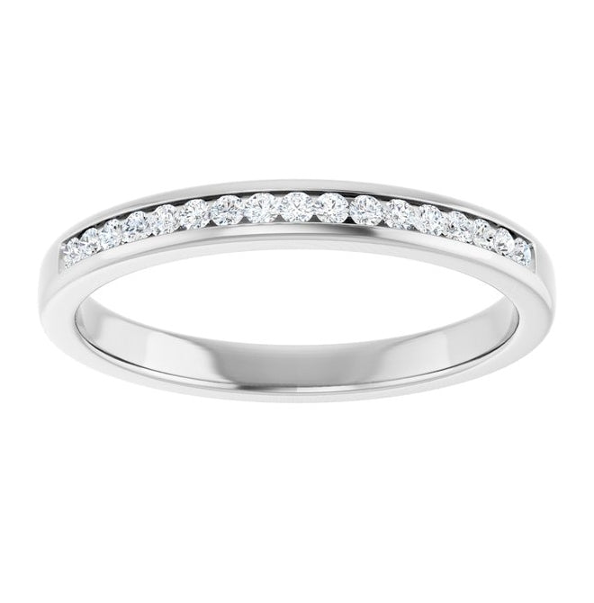 14K White Gold Round 1.5 Mm Polished 1/4 Ctw Lab-Grown Diamond Channel-Set Band Size 11