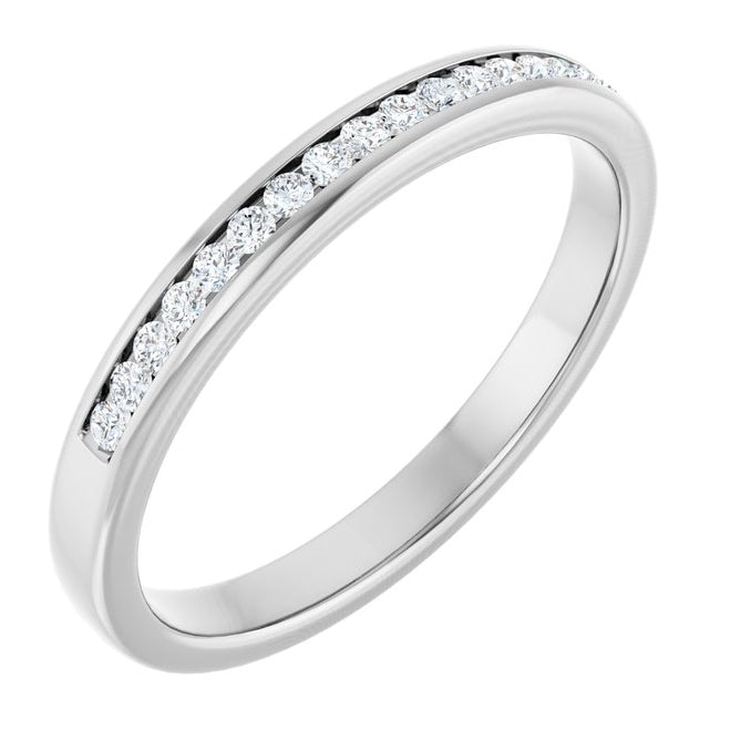14K White Gold Round 1.5 Mm Polished 1/4 Ctw Lab-Grown Diamond Channel-Set Band Size 11