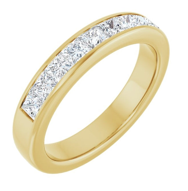 14K Yellow Gold Square 3 X 3 Mm Polished 1 1/2 Ctw Lab-Grown Diamond Band Size 11