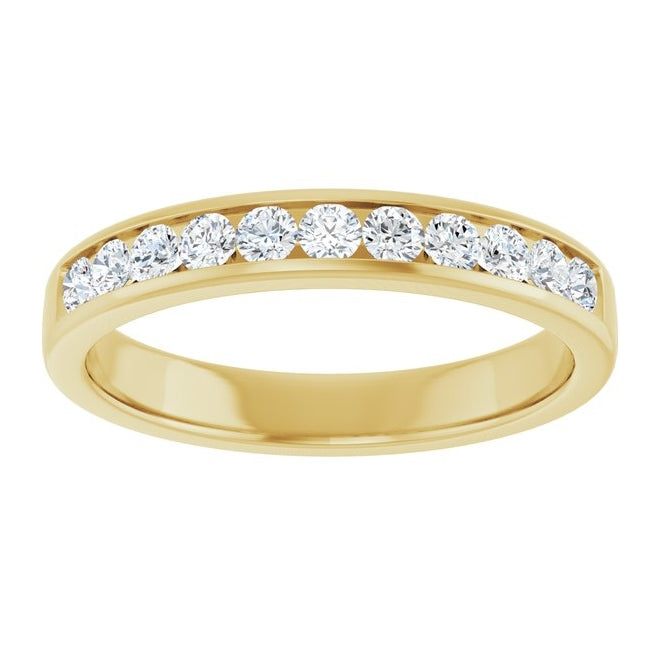 14K Yellow Gold Round 2.5 Mm Polished 5/8 Ctw Lab-Grown Diamond Band Size 11