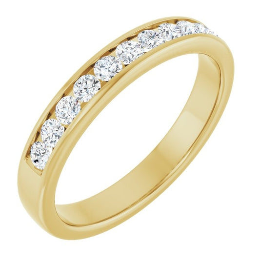 14K Yellow Gold Round 2.5 Mm Polished 5/8 Ctw Lab-Grown Diamond Band Size 11