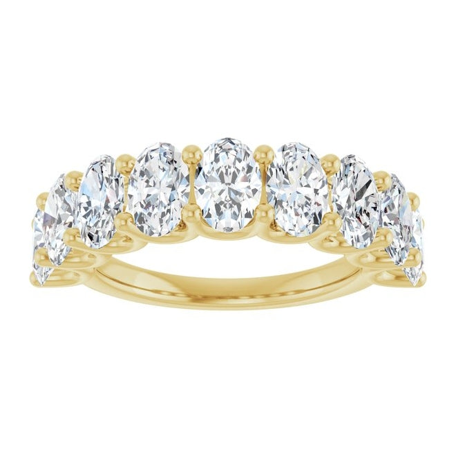 14K Yellow Gold Oval 6 X 4 Mm Polished 3 5/8 Ctw Lab-Grown Diamond Anniversary Band Size 7