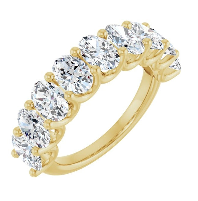 14K Yellow Gold Oval 6 X 4 Mm Polished 3 5/8 Ctw Lab-Grown Diamond Anniversary Band Size 7