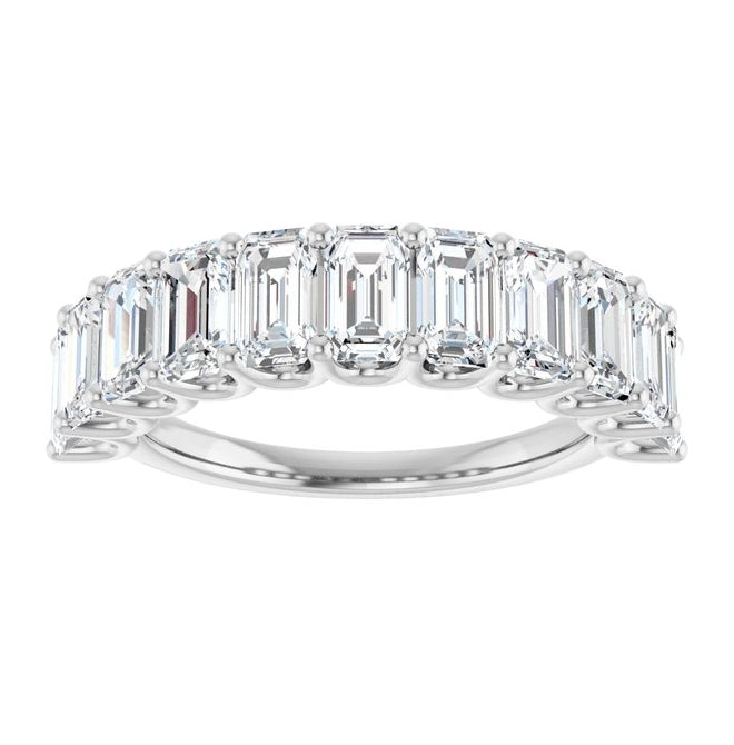 14K Yellow Or White Gold Emerald 5 X 3 Mm Polished 3 3/8 Ctw Lab-Grown Diamond Anniversary Band Size 7