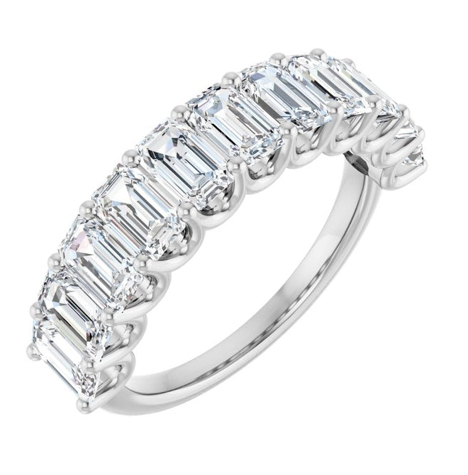 14K Yellow Or White Gold Emerald 5 X 3 Mm Polished 3 3/8 Ctw Lab-Grown Diamond Anniversary Band Size 7