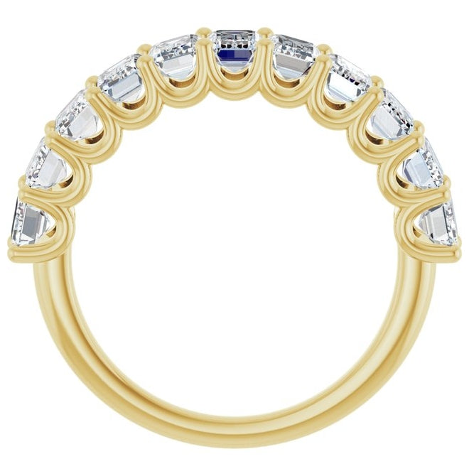 14K Yellow Or White Gold Emerald 5 X 3 Mm Polished 3 3/8 Ctw Lab-Grown Diamond Anniversary Band Size 7