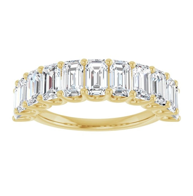 14K Yellow Or White Gold Emerald 5 X 3 Mm Polished 3 3/8 Ctw Lab-Grown Diamond Anniversary Band Size 7