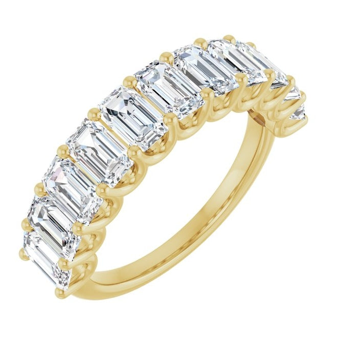 14K Yellow Or White Gold Emerald 5 X 3 Mm Polished 3 3/8 Ctw Lab-Grown Diamond Anniversary Band Size 7