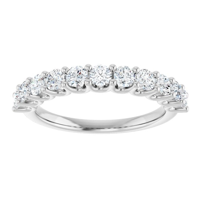 14K White Gold Round 2.75 Mm Polished 7/8 Ctw Lab-Grown Diamond Anniversary Band Size 7