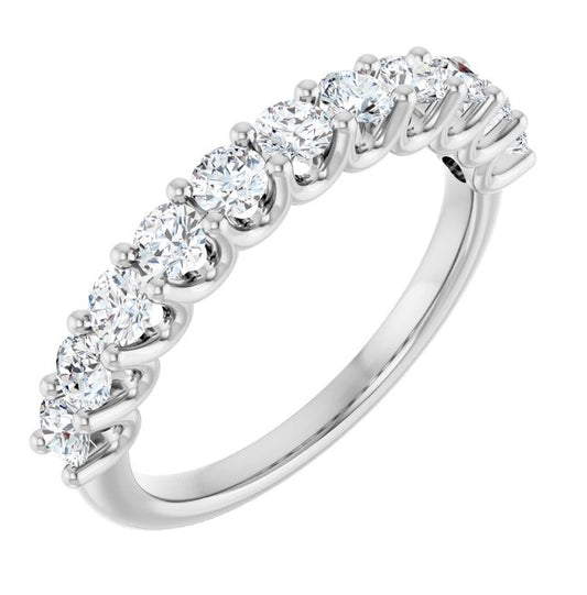 14K White Gold Round 2.75 Mm Polished 7/8 Ctw Lab-Grown Diamond Anniversary Band Size 7