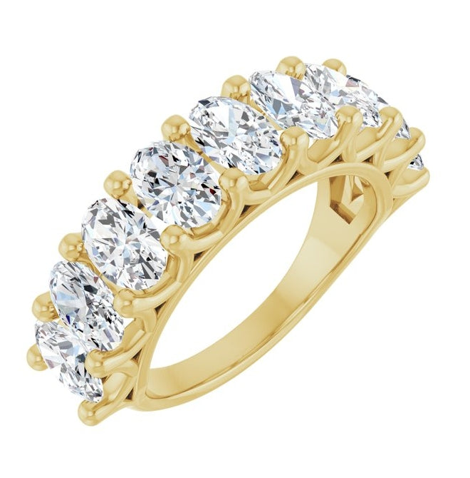 14K Yellow Gold Oval 6 X 4 Mm Polished 3 1/3 Ctw Lab-Grown Diamond Anniversary Band Size 7