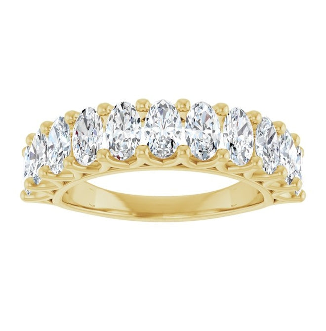 14K Yellow Gold Oval 5 X 3 Mm Polished 2 Ctw Lab-Grown Diamond Anniversary Band Size 7